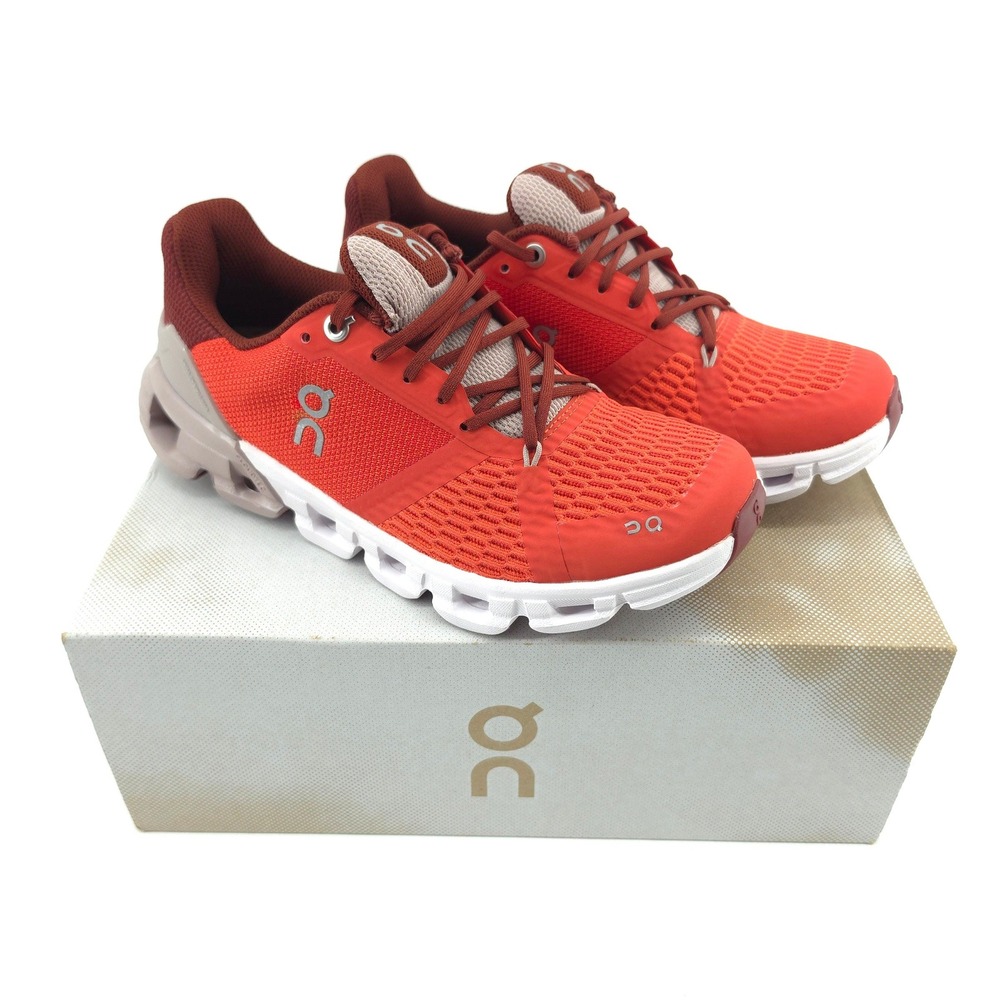 On Women Cloudflyer Mesh Flare Quartz Orange Running Shoes Size 6 Stability